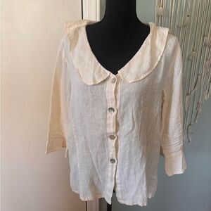 Match Point Cream Button-Up Women's Top XL